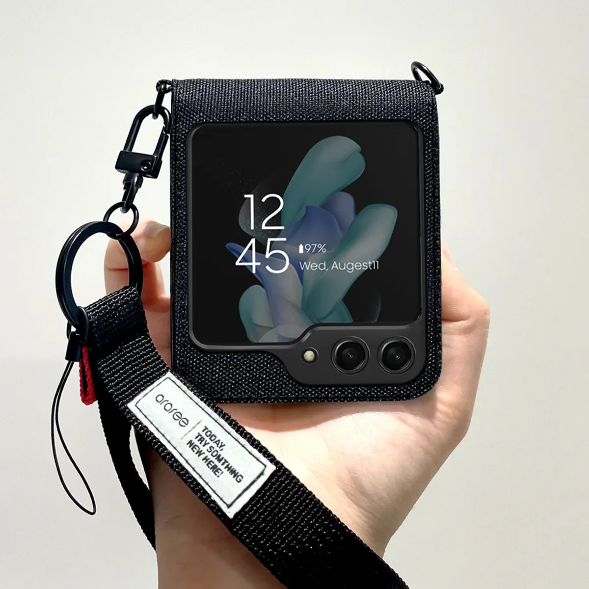 Araree Z Flip 5 Canvas Diary Flip Case - Black Araree Z Flip 5 Canvas Diary Flip Case - Black